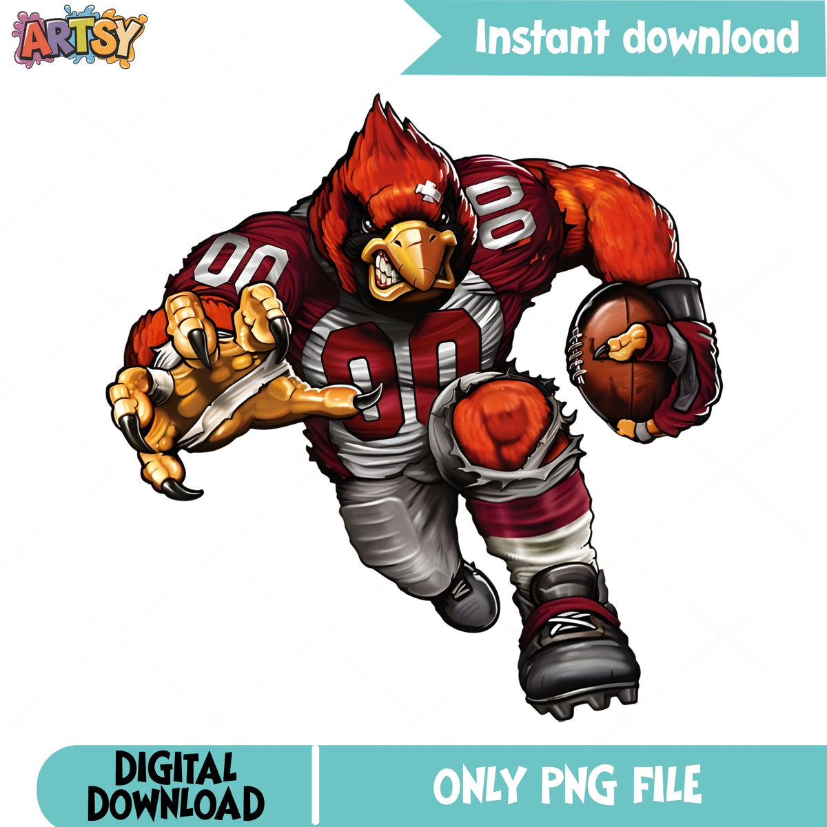 Cardinal Football Player Mascot PNG, Football Mascot PNG, Sports PNG