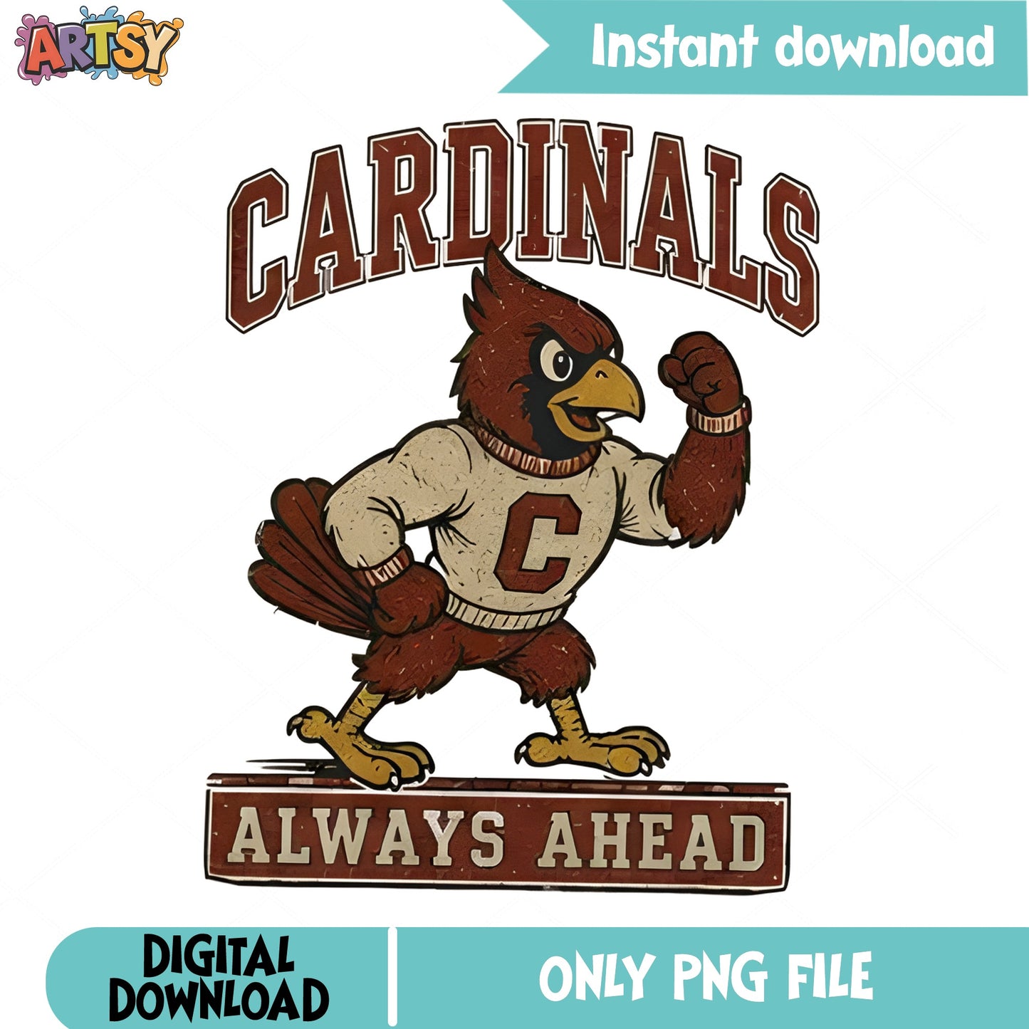 Cardinals Always Ahead Mascot PNG, Cardinal Bird PNG, Sports PNG