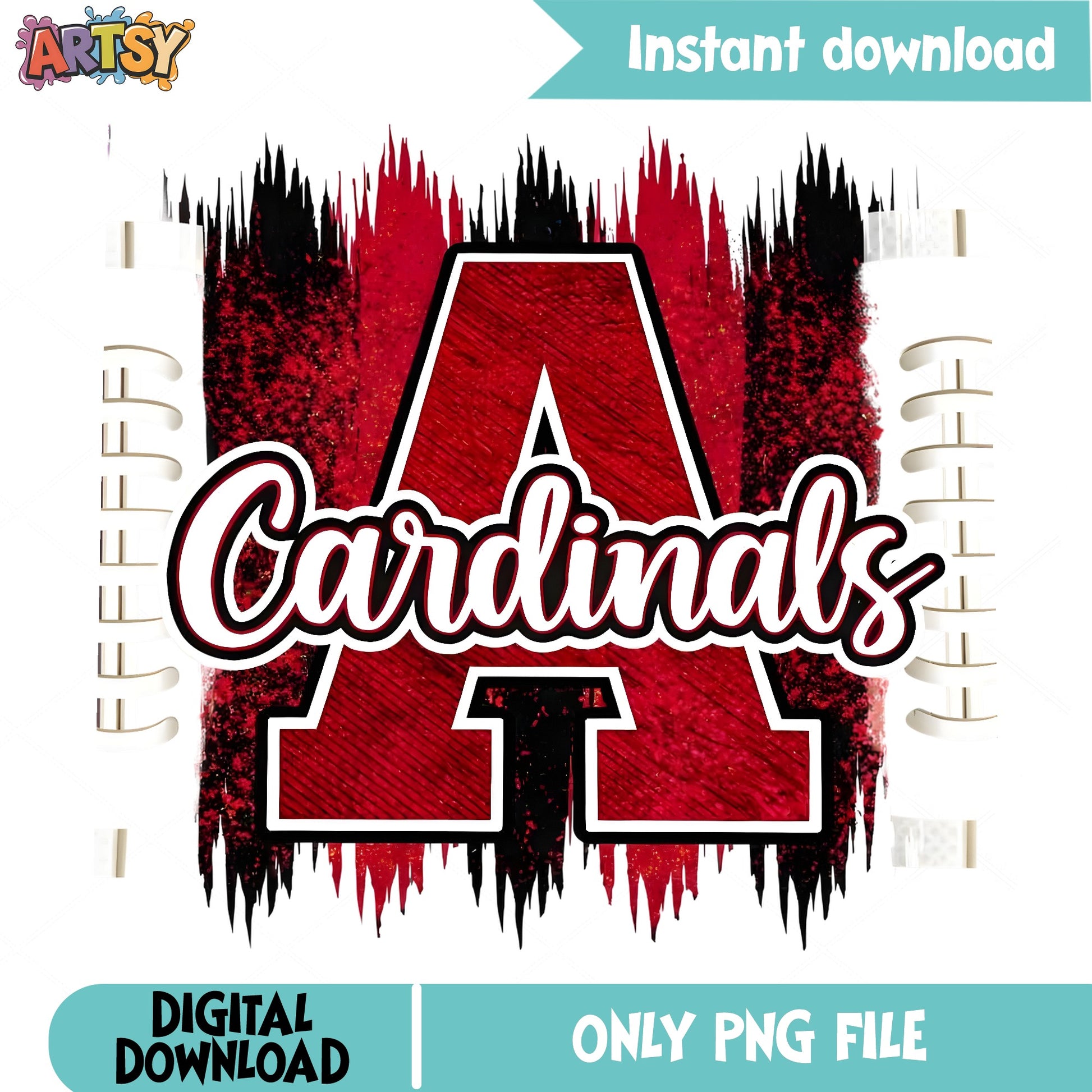 Cardinals Football PNG, School Spirit Sublimation PNG, Team PNG