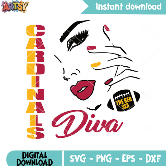 Cardinals diva rugby ball svg, nfc west svg, arizona cardinals svg