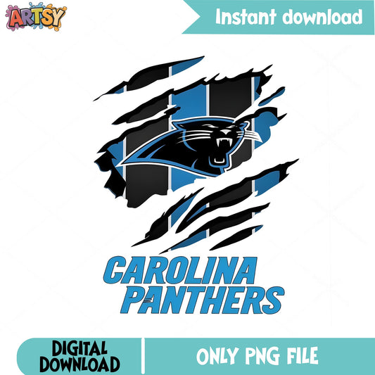 Carolina Panthers Ripped PNG, NFL Football Team PNG, Sports PNG