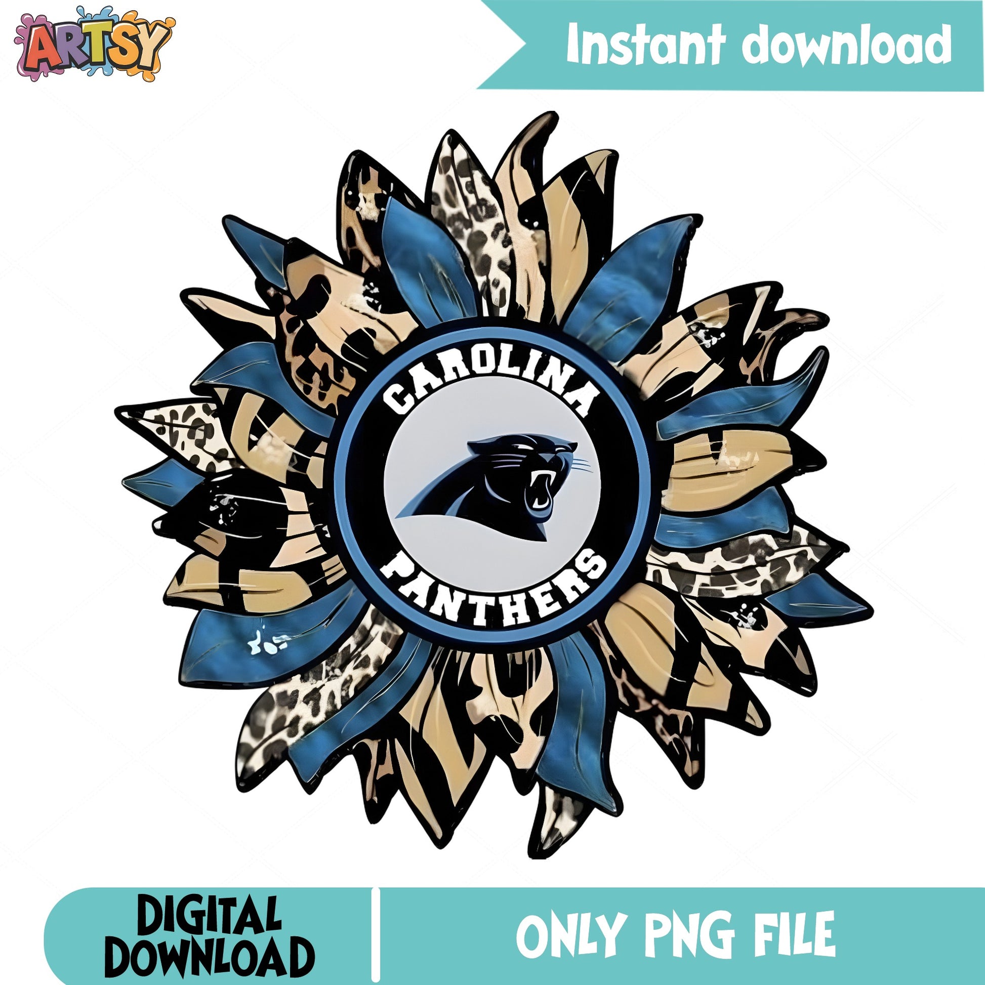 Carolina Panthers Sunflower PNG, NFL Football Leopard, Sports PNG