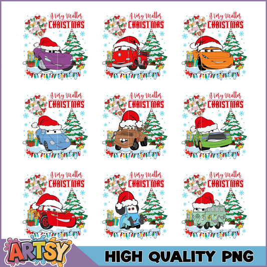 Cars Christmas PNG Bundle High Quality Designs
