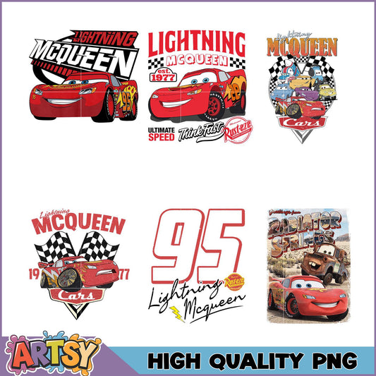 Cars Lightning McQueen PNG Bundle High Quality Designs