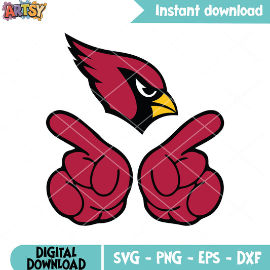 Cartoon hand cardinals svg, nfc west svg, arizona cardinals svg