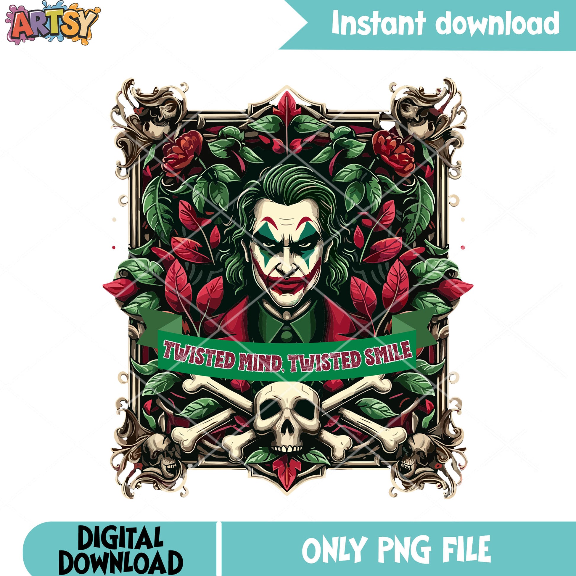 Carzy Creepy joker png, skull skeletonpng, halloween scary png