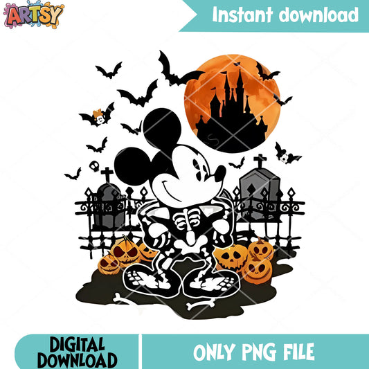 Castle In the moon png, mickey skeleton​ png, disney character png