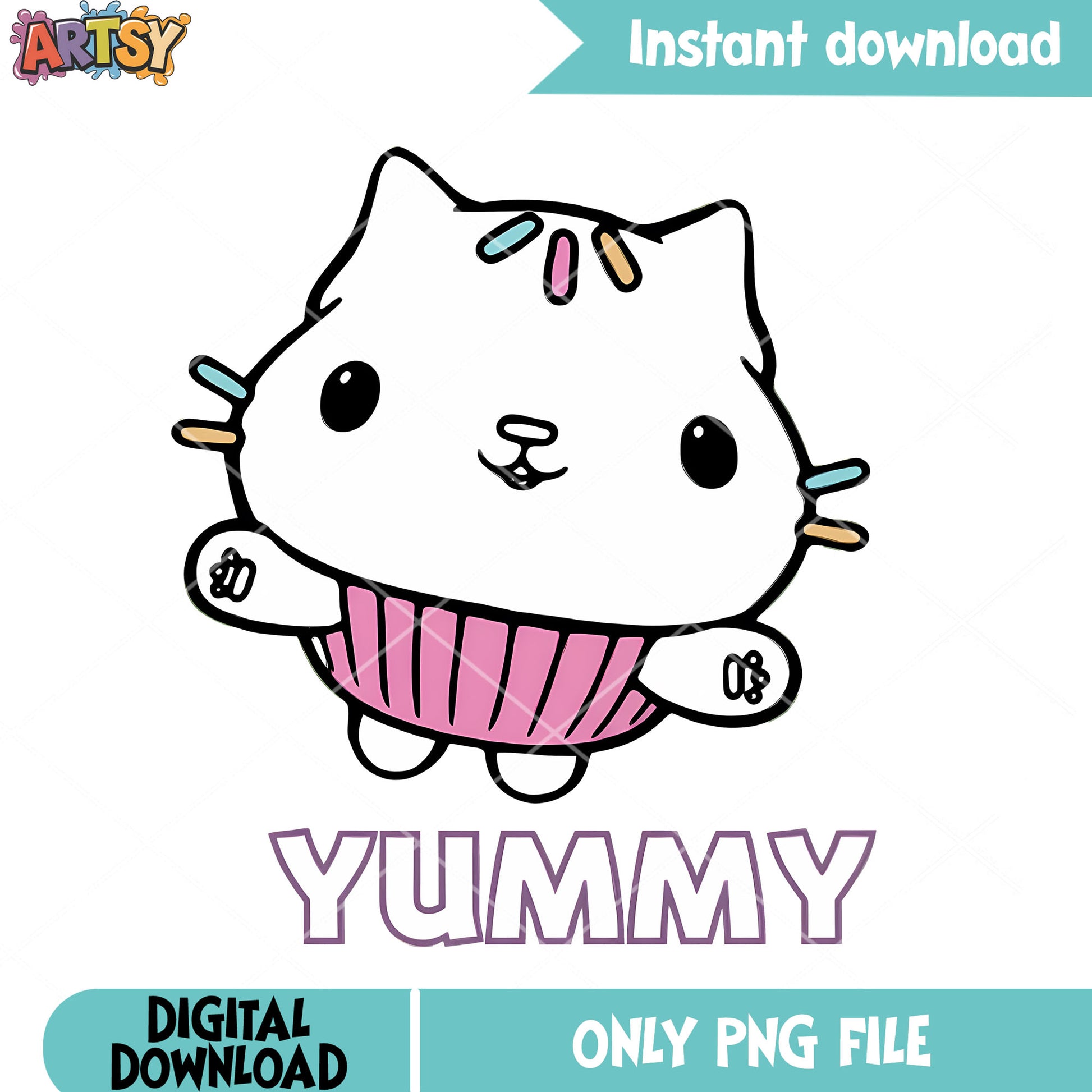 Cat Cakey cartoon png, cartoon character png, gabby dollhouse png