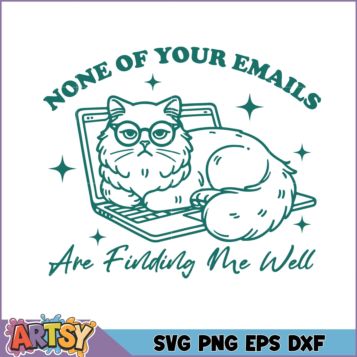 Cat Laptop SVG None Of Your Emails