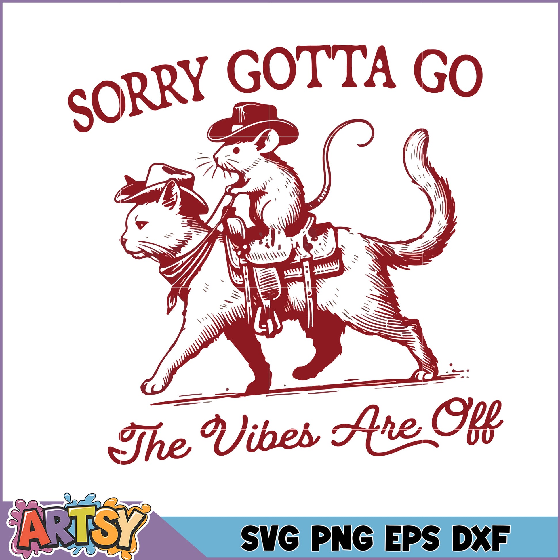 Cat Riding Mouse SVG Cut File