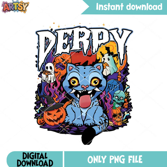 Cat from the hell png, cute derpy cats png, scary halloween png