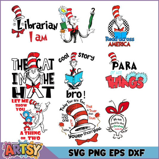 Cat in the Hat SVG Bundle Quotes & Designs
