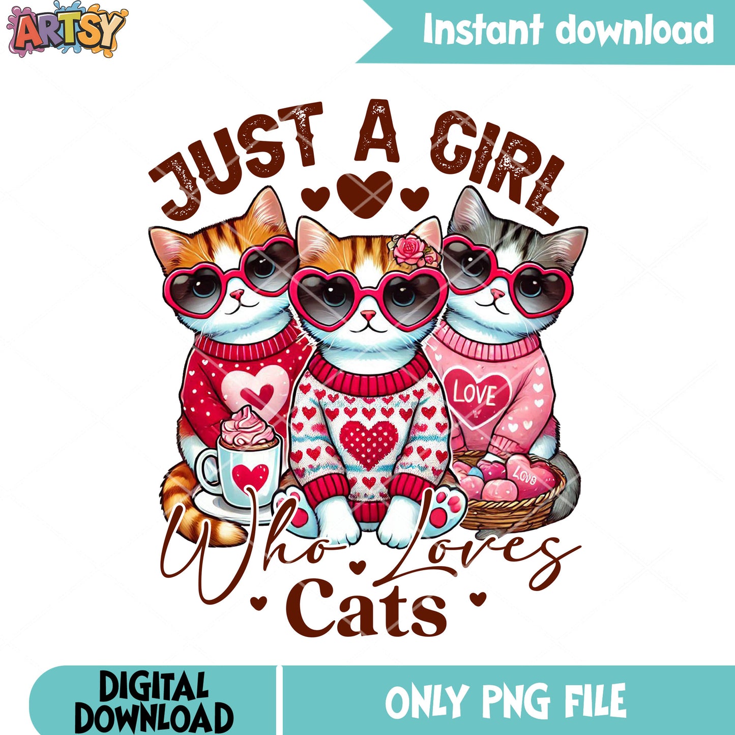 Cat valentine crew png, valentine day png, valentine cat png
