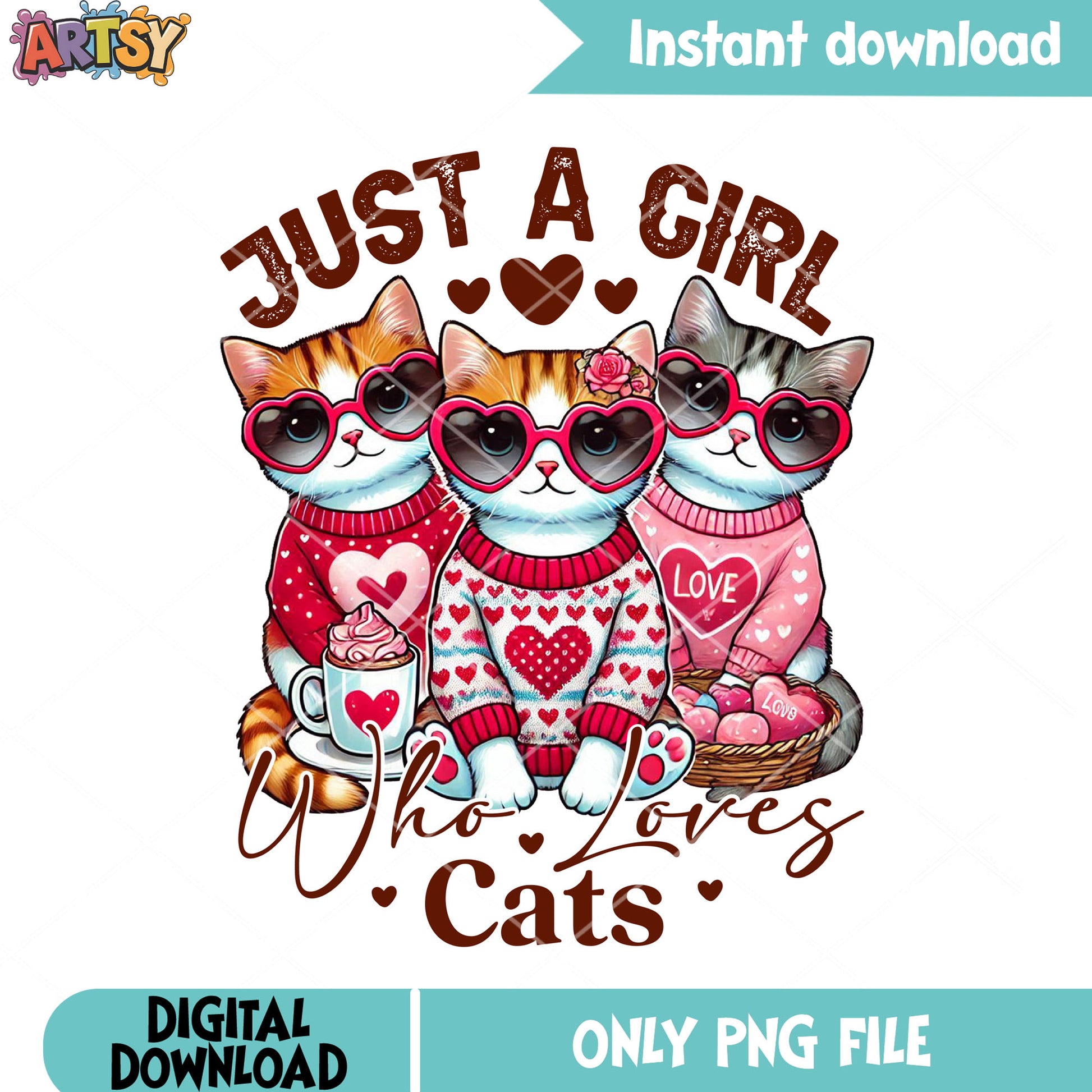 Cat valentine crew png, valentine day png, valentine cat png