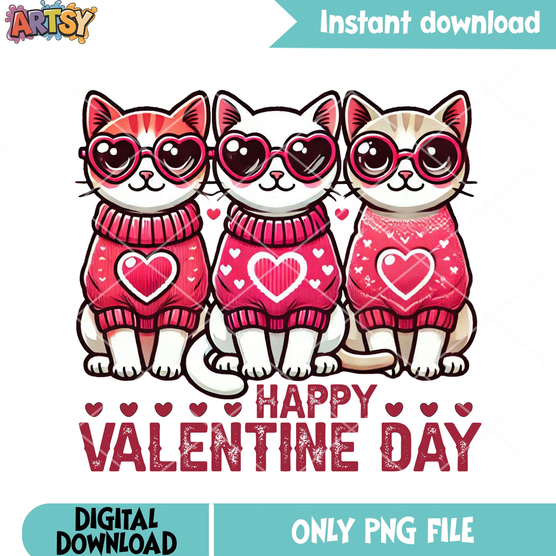 Cat valentines crew png, valentines poster png, valentines cat png