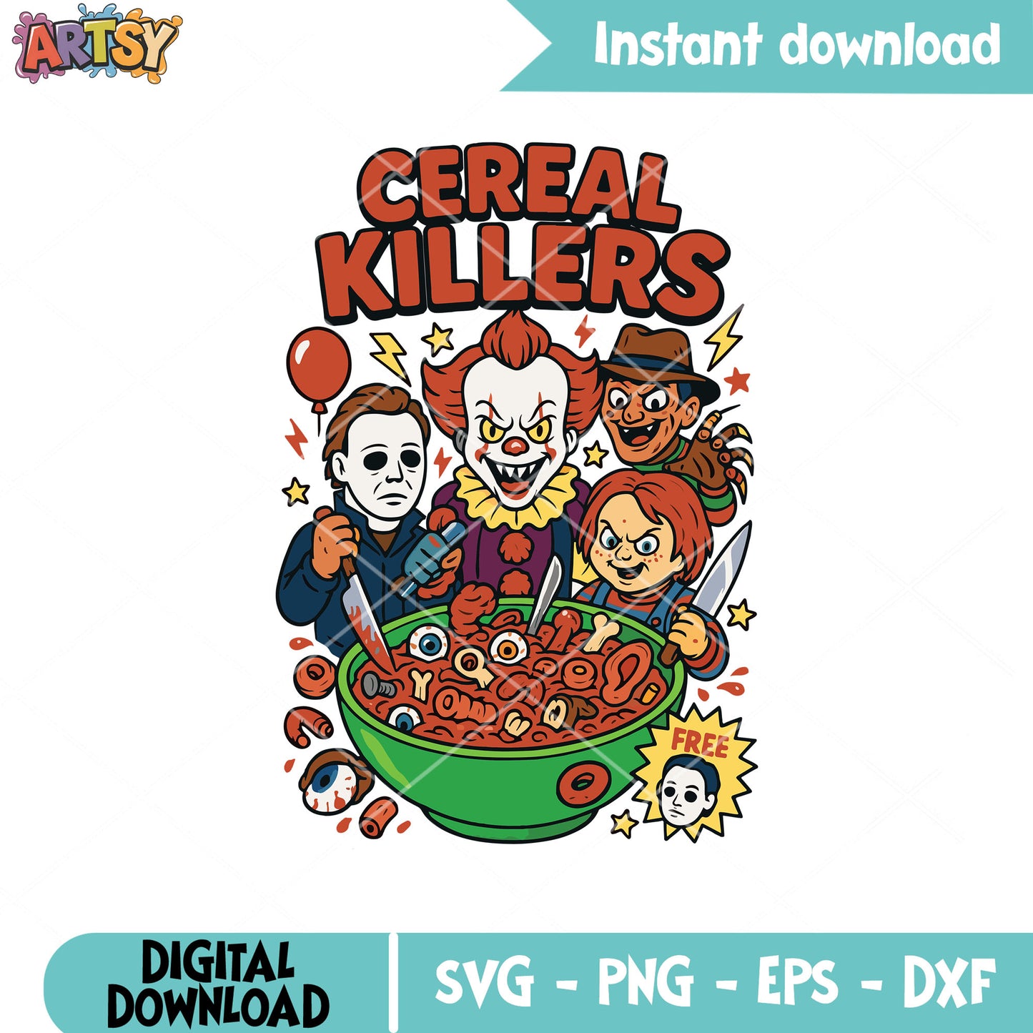 Cereal killers halloween svg, horror movies svg, funny killer svg