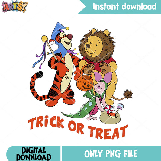 Character pooh the winnie png, trick or treat png, disney halloween png