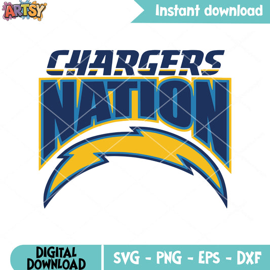 Chargers nation svg, thunder svg, ​los angeles football teams svg