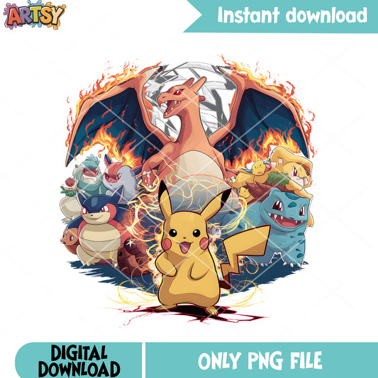 Charizard blastoise pikachu bulbasaur png, charizard png, pikachu png
