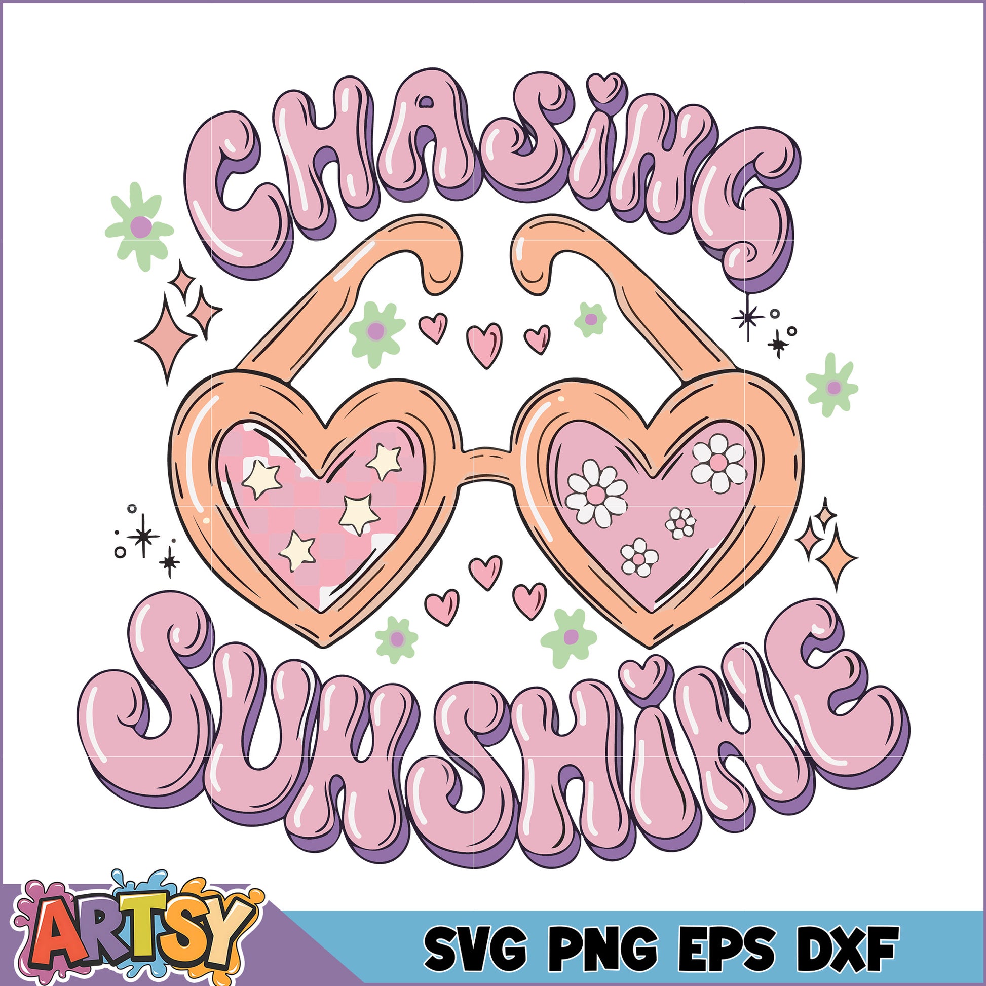 Chasing Sunshine SVG Design Heart Sunglasses