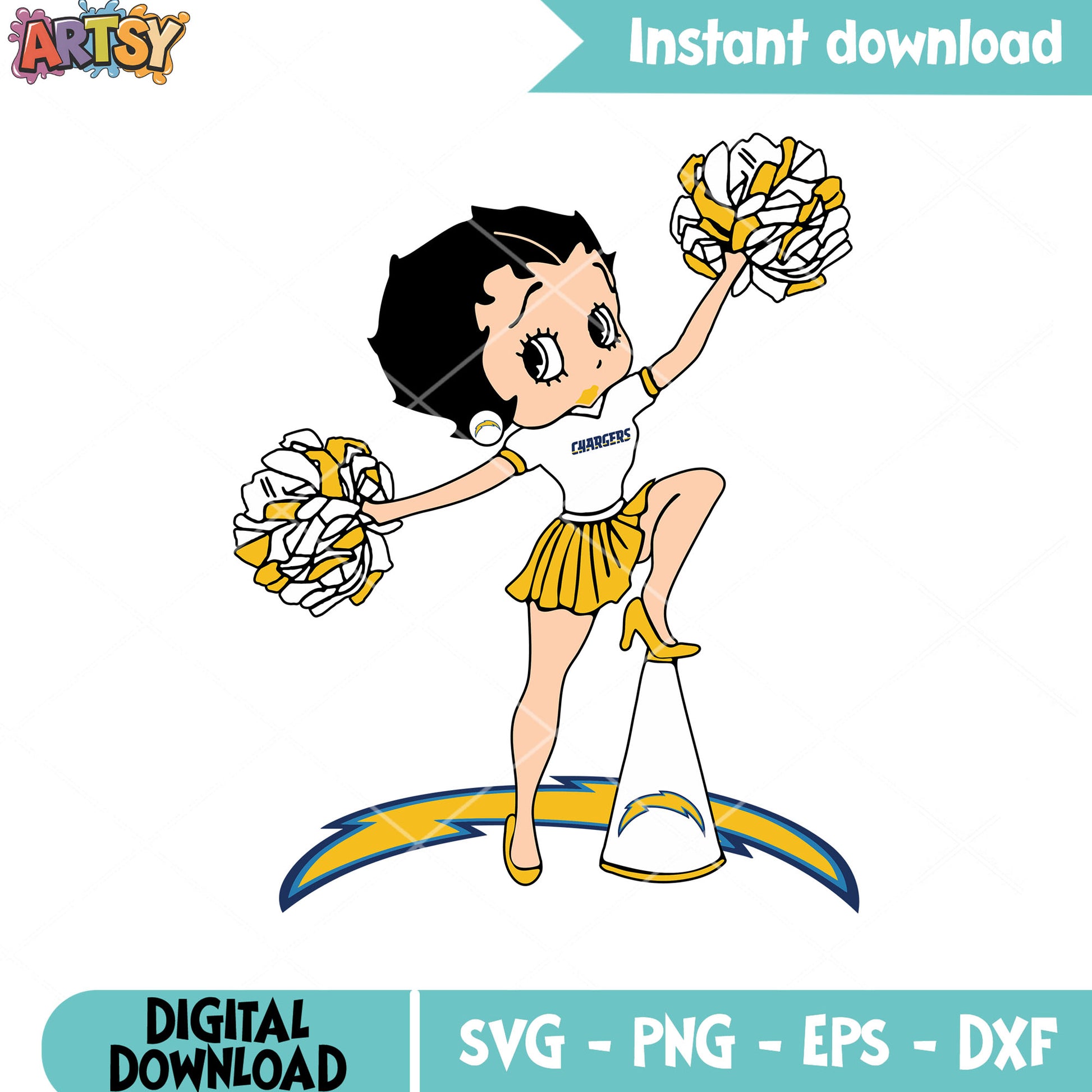 Cheerleader cartoon nfl svg, Los angeles​ chargers svg, Betty boop svg