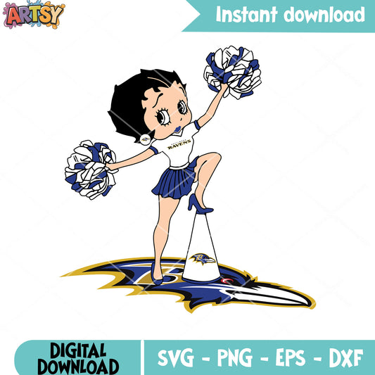 Cheerleader nfl svg. betty boop svg, baltimore ravens svg