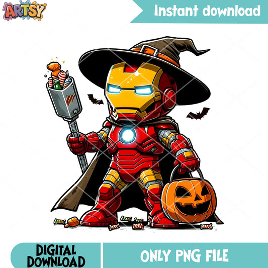 Chibi Iron Man png, halloween witch​ png, Marvel Halloween png