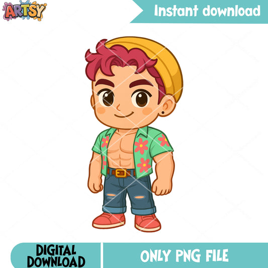 Chibi abby handsome pose png, abby saja png, love saja boys png