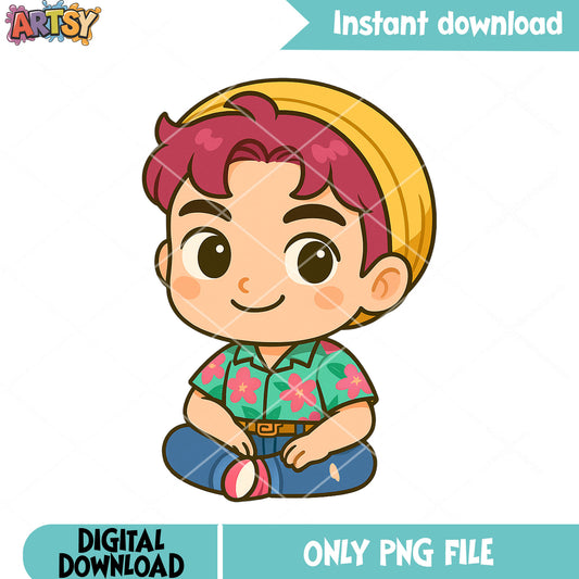 Chibi abby sit pose png, abby saja png, love saja boys png