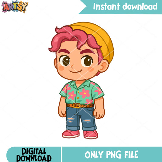Chibi abby stand pose png, abby saja png, kpop saja png