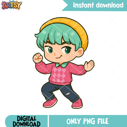 Chibi baby saja pose png, baby saja png, saja boys band png
