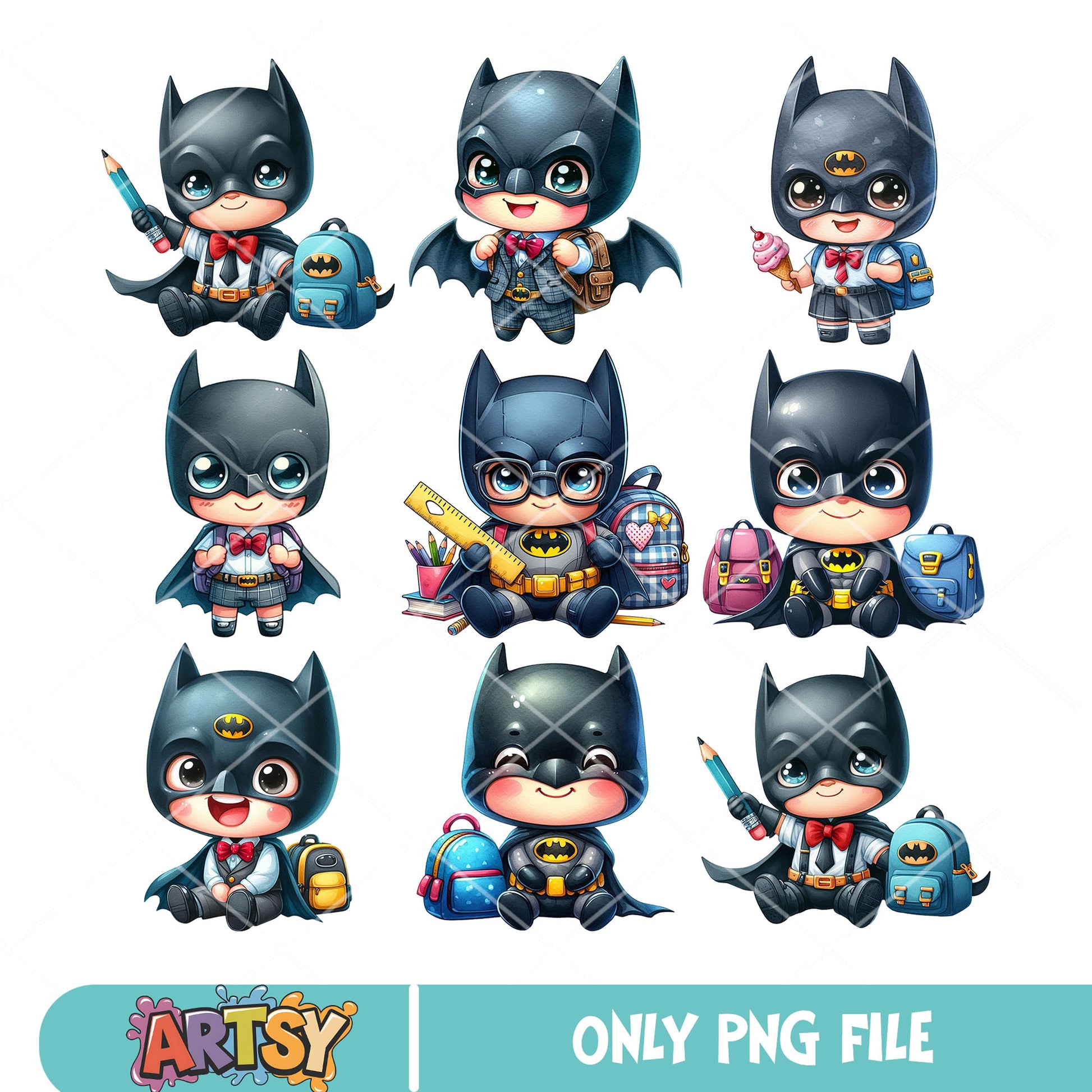 Chibi batman school png bundle, elementary school png, lego batman​ png