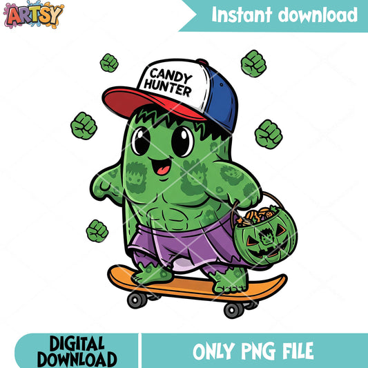 Chibi bruce banner png, marvel halloween​ png, halloween trick or treat​ png