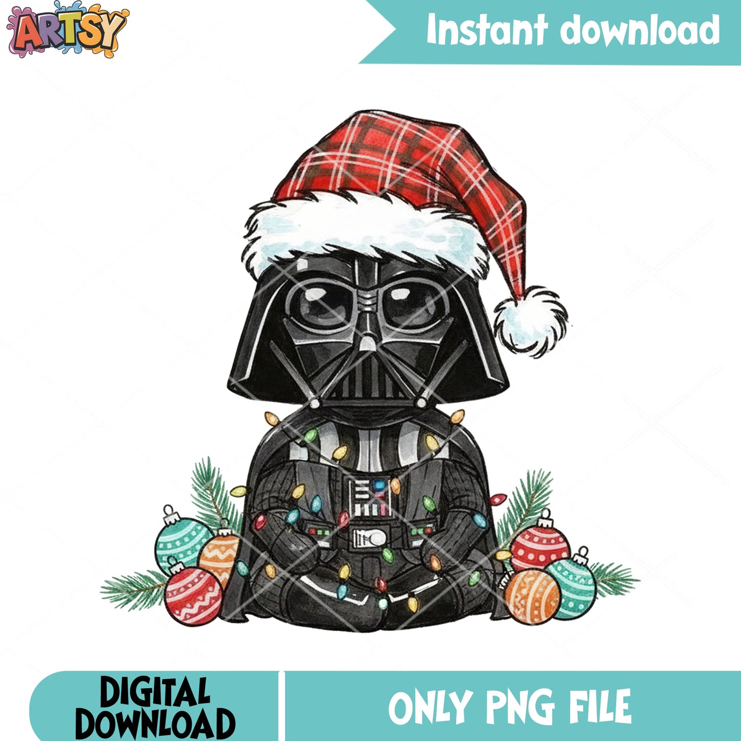Chibi christmas darth vader png, star war png, merry christmas png
