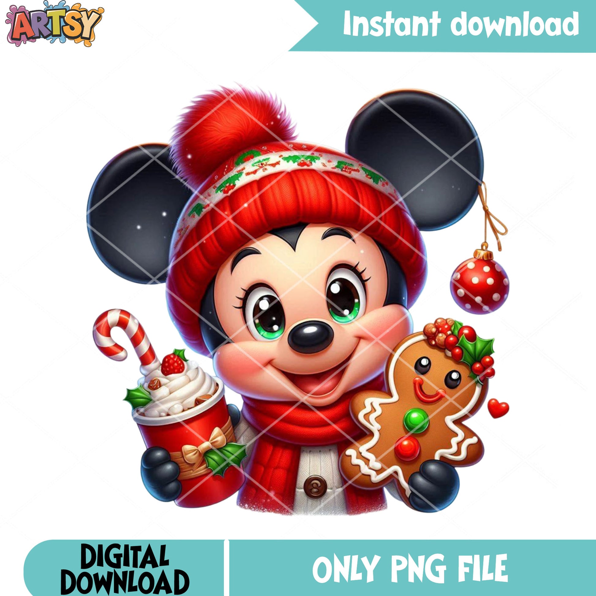 Chibi christmas mickey png, jingle bell png, mickey mouse png