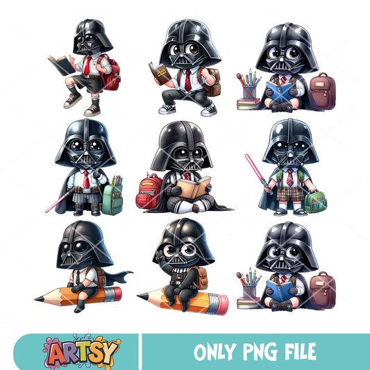 Chibi darth vader school png bundle, darth vader helmet​ png, school spirits png