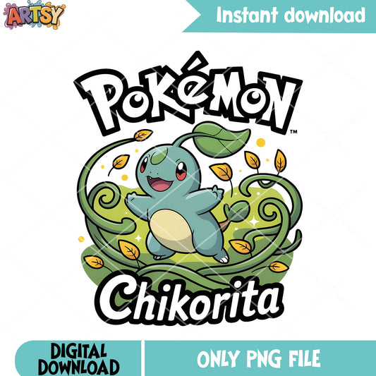 Chibi grass pokemon chikorita png, nintendo png, pokemon chikorita png