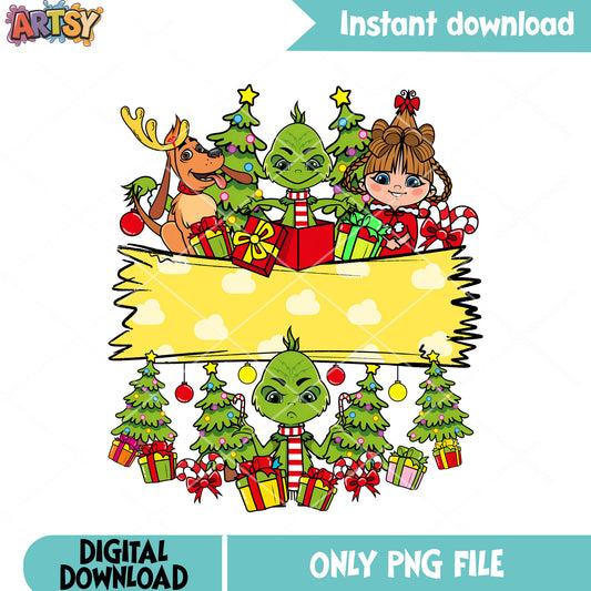 Chibi grinch crew christmas png, the grinch png, cindy lou who png