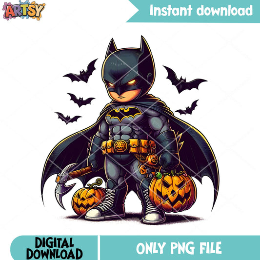 Chibi halloweem png, spooky batman png, marvel halloween png