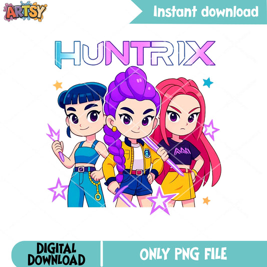 Chibi huntrix team cute png, huntrix netflix png, kpop huntrix png