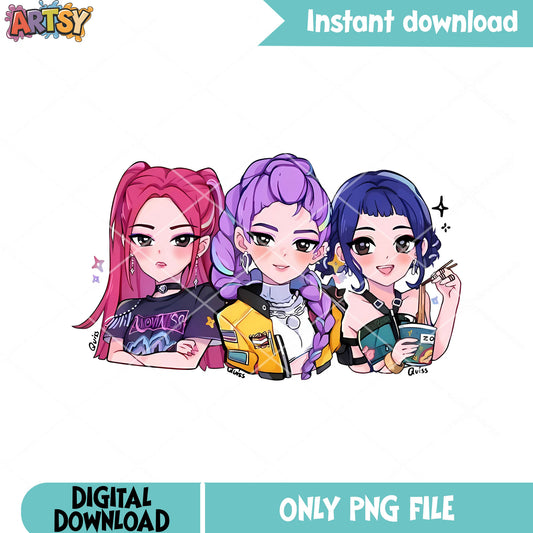 Chibi kpop anime members png, poster girls kpop png, member kpop png