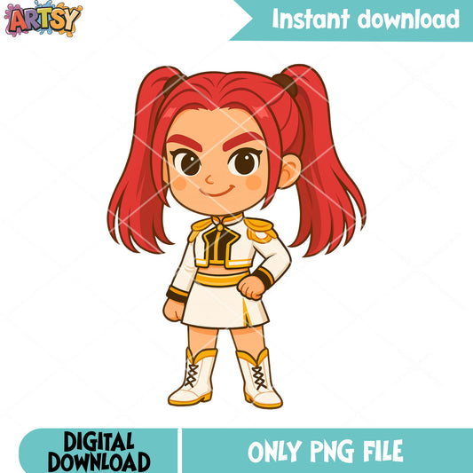 Chibi mira golden standing png, kpop mira png, kpop huntrix png