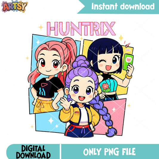 Chibi mira png, rumi huntrix png, zoey kpop demon hunter  png
