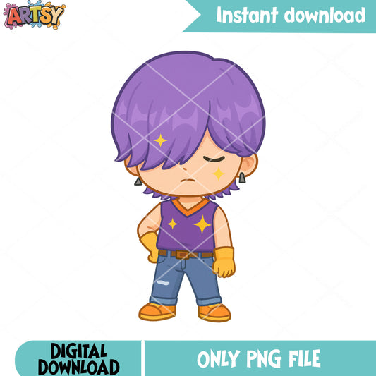 Chibi mystery cool pose png, mystery saja png, kpop saja png