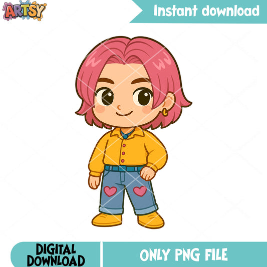 Chibi romance just standing png, romance saja png, kpop saja png