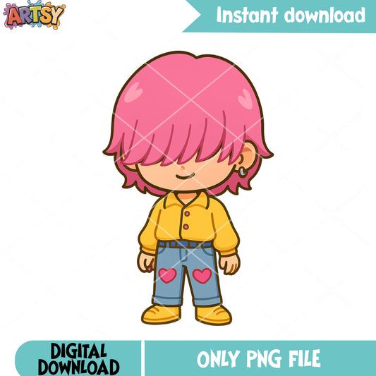 Chibi romance mystery style png, romance saja png, kpop saja png