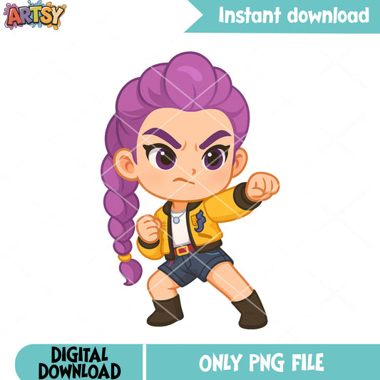 Chibi rumi fighting png, rumi huntrix png, kpop huntrix png
