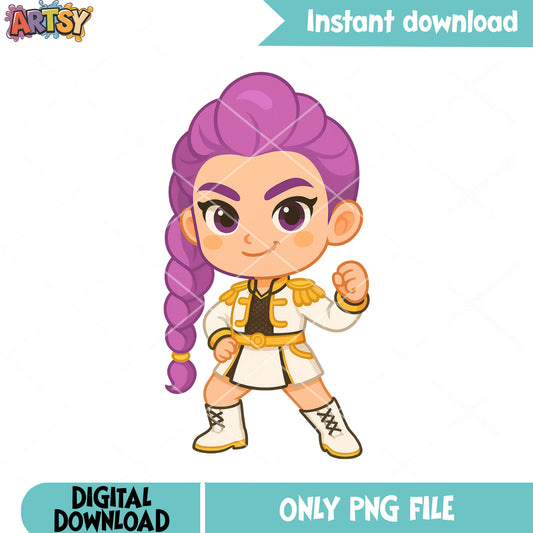 Chibi rumi golden cosutme png, rumi kpop png, kpop netlfix png