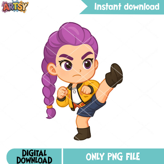 Chibi rumi high kick png, rumi huntrix png, kpop huntrix png
