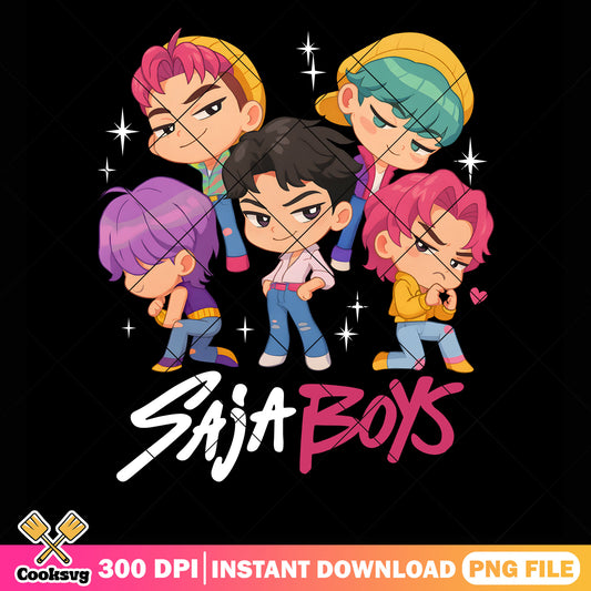 Chibi shiny saja png, kpop netflix png, saja boys band png